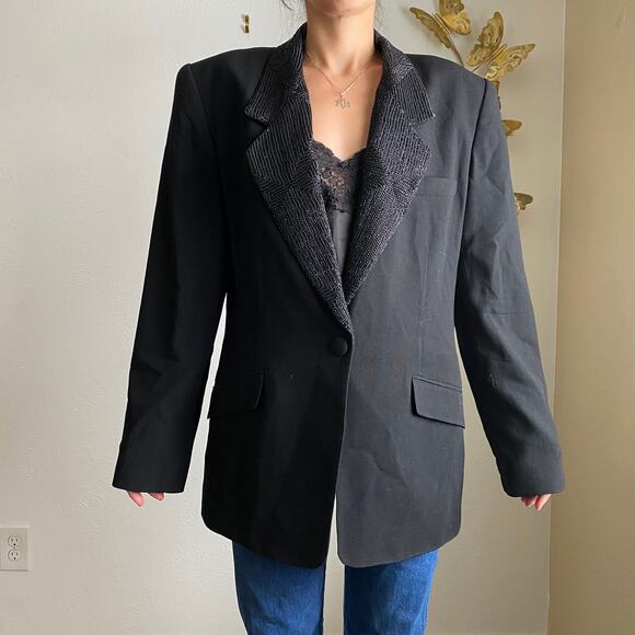 vintage wool beaded blazer - Picture 3 of 6